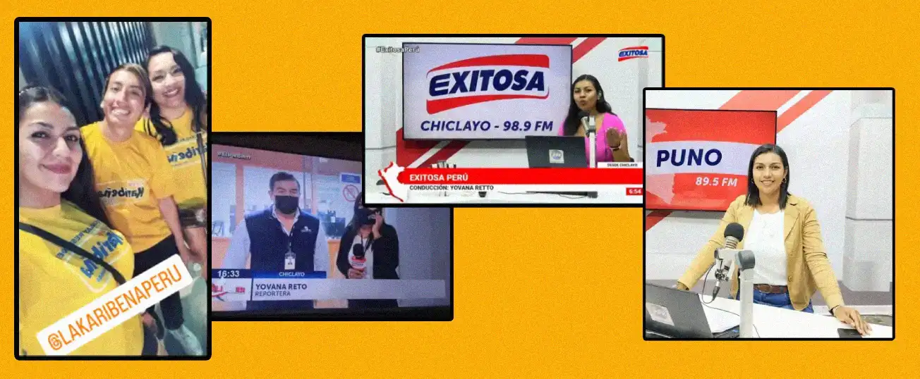 Yovana Retto trabajando como conductora y reportera en Exitosa Chiclayo